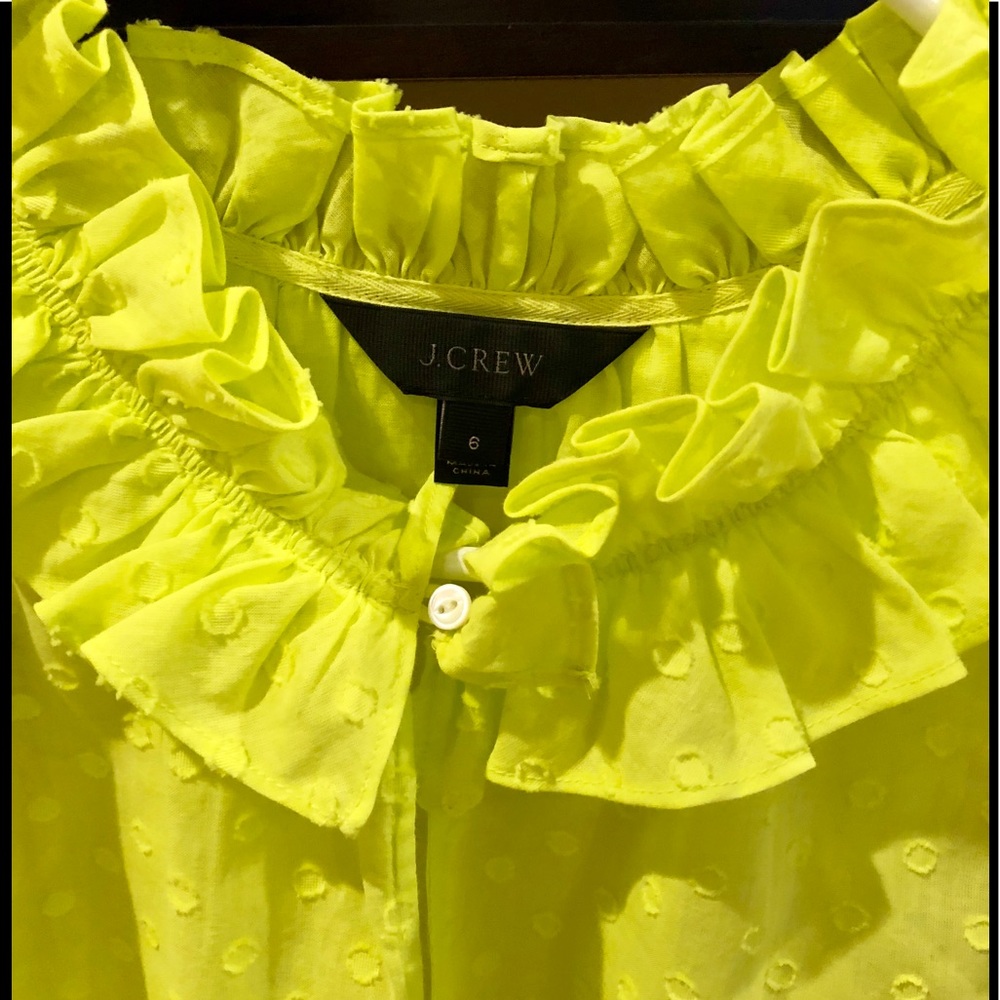 J.Crew Lime Green Ruffle Top